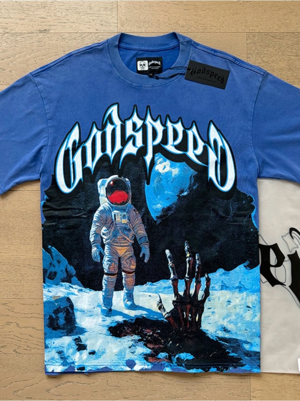 Godspeed Blue Astronaut Graphic Short Sleeve Tee